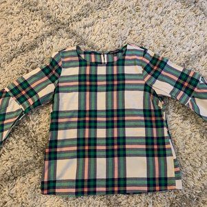 JCrew Factory; size 6; Pink, white; green, flannel top